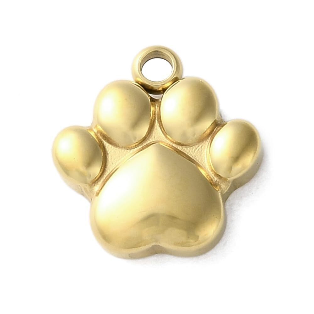 1989 10Pcs Cute Stainless Steel Dog Paw Print Pendants with Hanging Hole